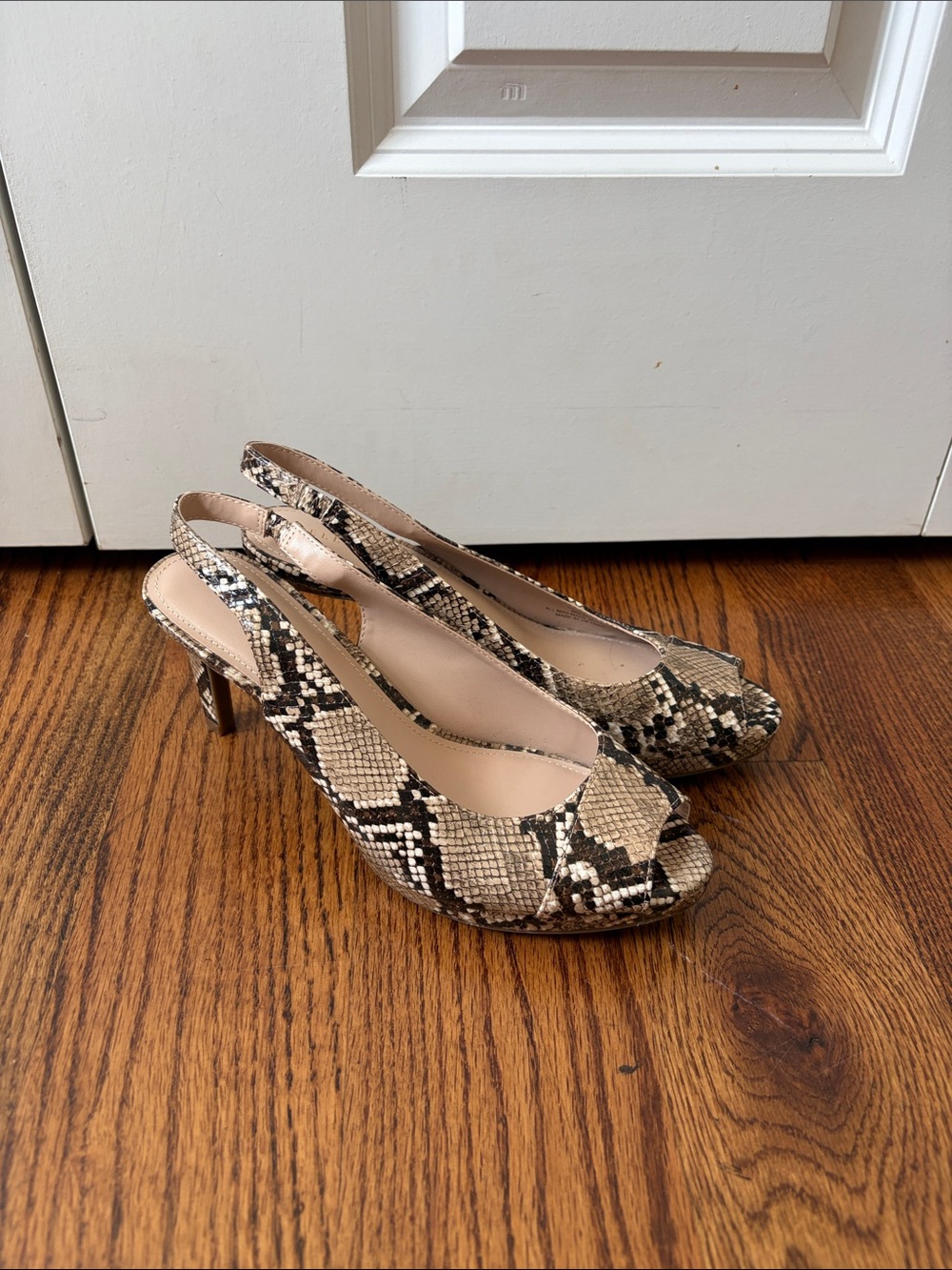 Kelly & Katie Slingback Peep-Toe Heels in Snake Print Size 8